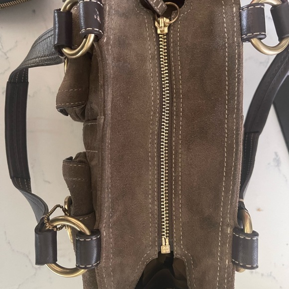 Vintage Coach Brown Suede Shoulder Bag with Gold Accents - Picture 8 of 9